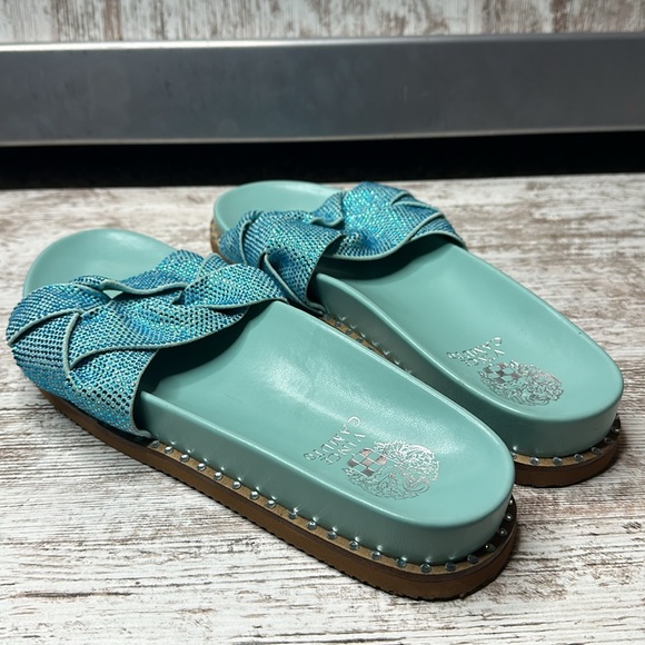 VINCE CAMUTO KEVIND BLING ULTRA CORAL SLIDE SANDALS SZ 9.5 - Picture 7 of 11